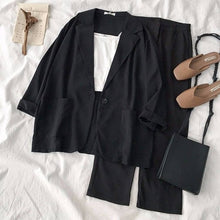 Load image into Gallery viewer, Thin selection] Fashion suit two-piece suit female 2019 summer new Korean version of the plaid thin coat + pants suit